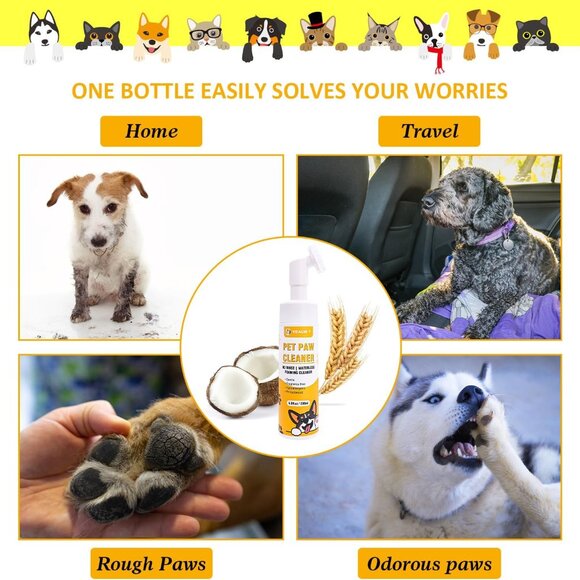 YEALIR Plant Based Foaming Paw Cleaner 2 Pack Silicone Scrubber, Towel 13.6 oz - Picture 6 of 8